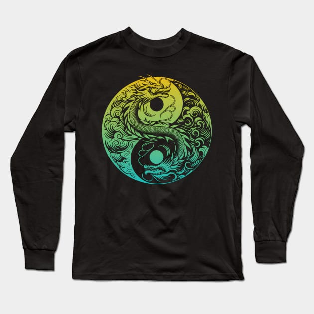 Yin yang dragon Long Sleeve T-Shirt by Mechanime World